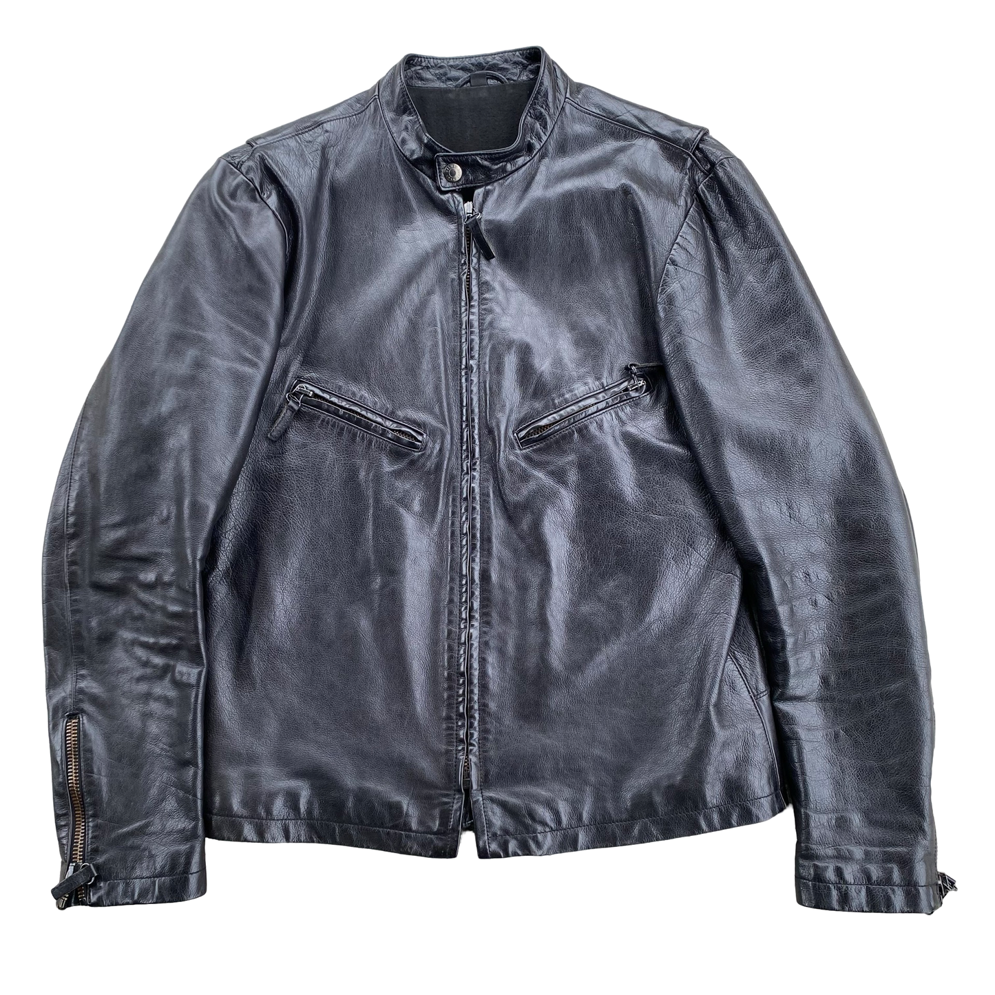 Helmut Lang A/W 2000 Buffalo Leather Cafe Racer Biker Jacket