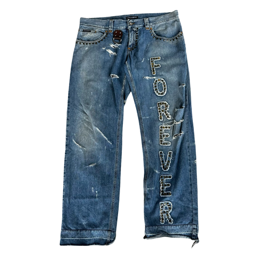 Dolce & Gabbana S/S 2005 “FOREVER” Studded Denim Jeans